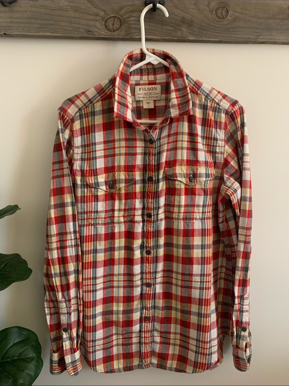 Filson Woman’s Red Plaid Button-Down Shirt
